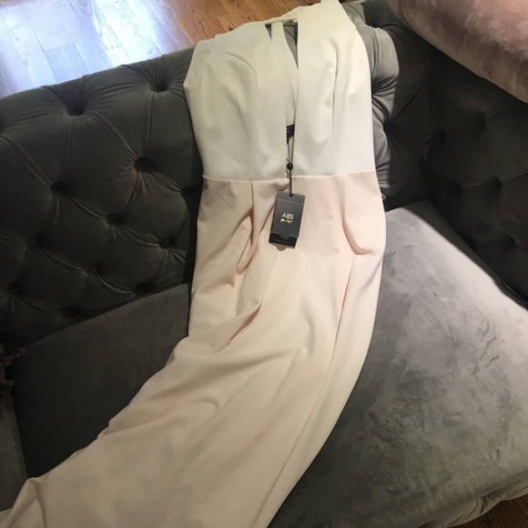 ABS Allen Schwartz Pink & Ivory Colorblick Gown - Picture 5 of 8